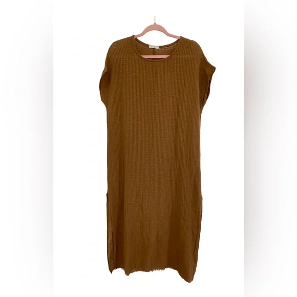 Milio Milano | Dresses | Milio Milano Linen Coverup Dress Brown Textured  Medium Oversized Made In Italy | Poshmark